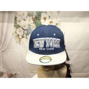 New York Mega Premium Snapback New York Yankee Colors Blue & Silver NWT